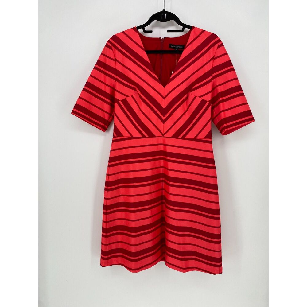 NWT Banana Republic Red Stripe Dress Satin Womens 10